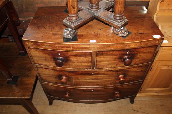 Victorian mahogany bow front chest of drawers